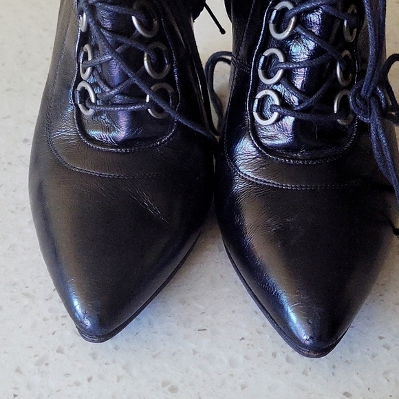 SAINT LAURENT Fetish lace up Textured-leather Ankle Boots - Picture 14 of 16